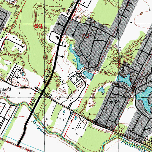 Topographic Map of Lakeside, LA