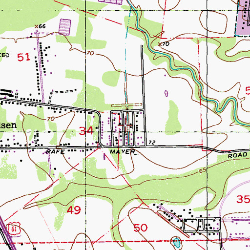 Topographic Map of Lincoln Heights, LA