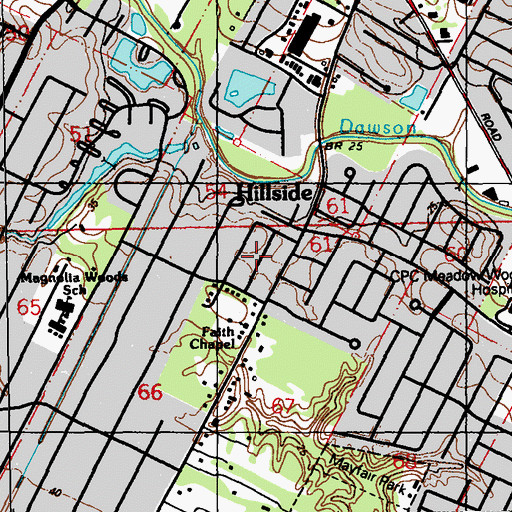 Topographic Map of Lynwood Village, LA
