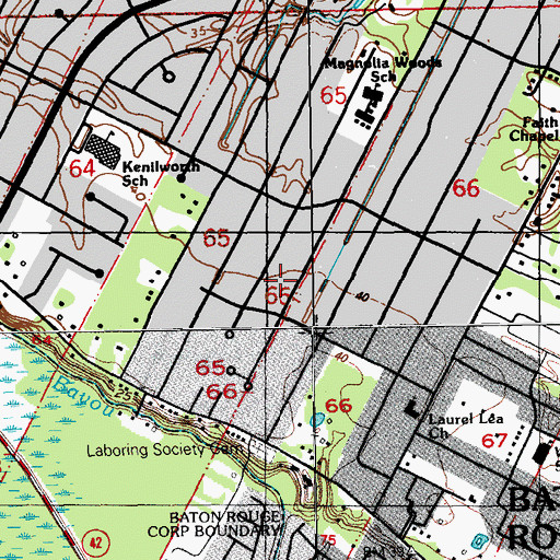 Topographic Map of Magnolia Heights, LA