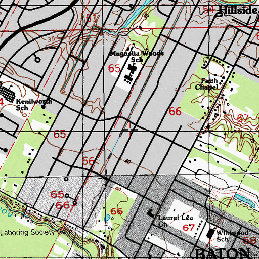 Topographic Map of Magnolia Woods, LA