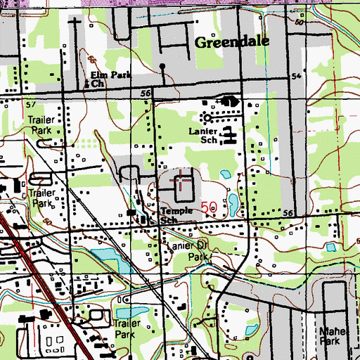 Topographic Map of Maribel Village, LA