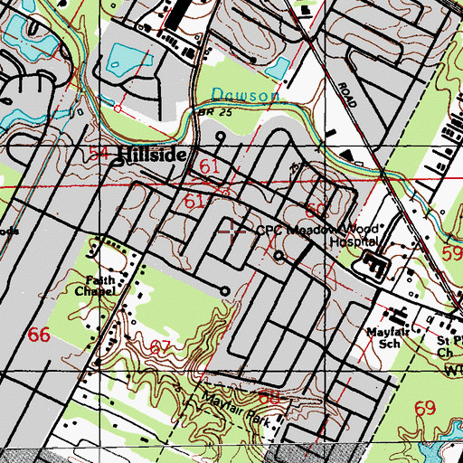 Topographic Map of Mayfair Heights, LA