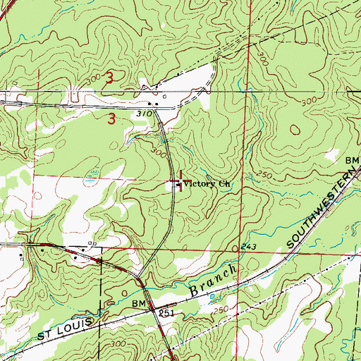 Topographic Map of Victory Church, AR