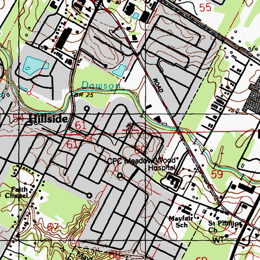 Topographic Map of Mayfair Park North, LA