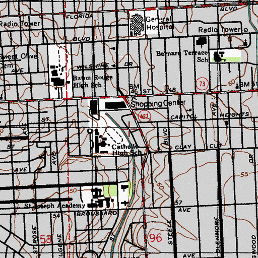Topographic Map of McGrath Heights, LA