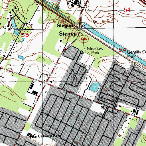 Topographic Map of Meadow Park, LA