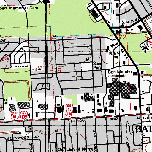 Topographic Map of Melrose East, LA