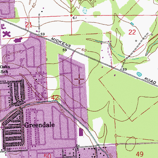 Topographic Map of Mickens Place, LA