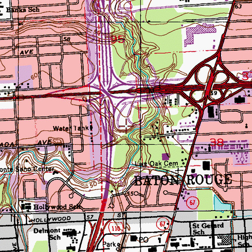 Topographic Map of Monte Sano Park, LA