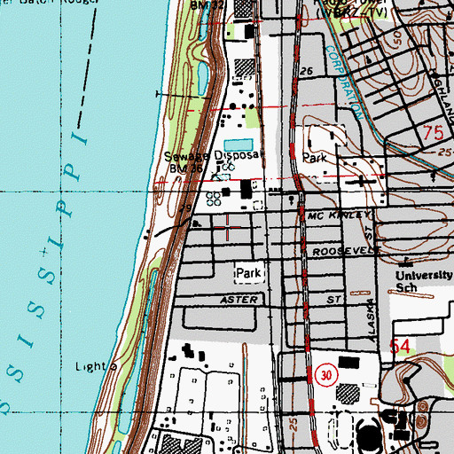 Topographic Map of Nicholson Estates, LA