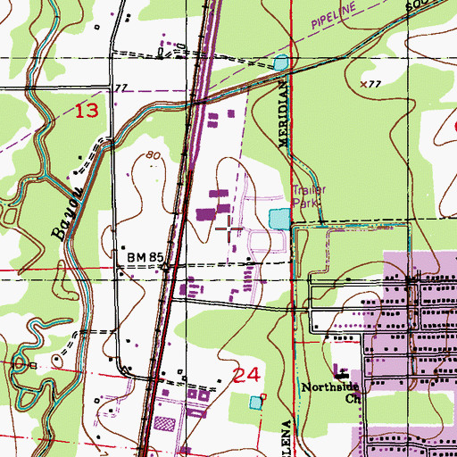 Topographic Map of North Baker Park, LA