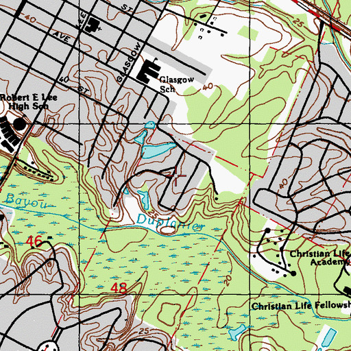 Topographic Map of Meadow Lea, LA