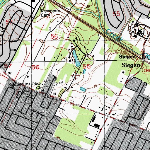Topographic Map of Oakbrook, LA