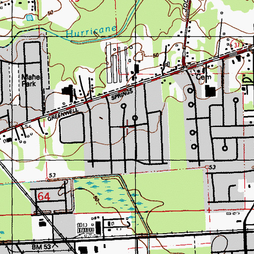 Topographic Map of Oakcrest, LA