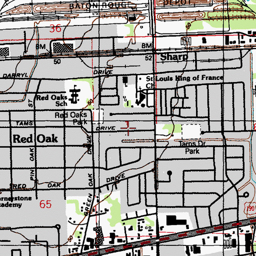 Topographic Map of Oakwood Forest, LA