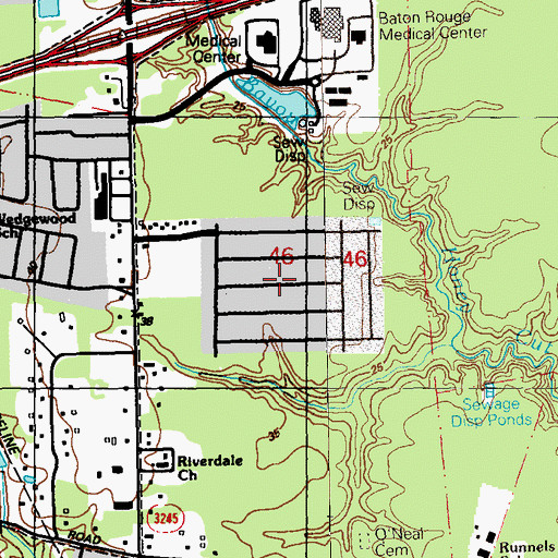 Topographic Map of O'Neal Place, LA