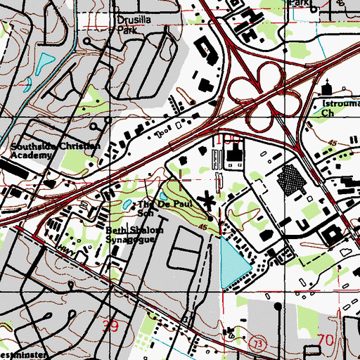 Topographic Map of Oxford Place, LA