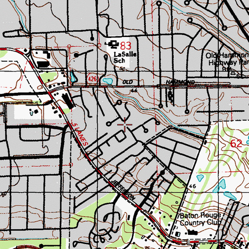 Topographic Map of Palm Hills, LA