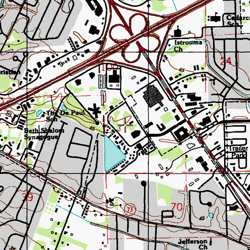 Topographic Map of Park Plaza, LA