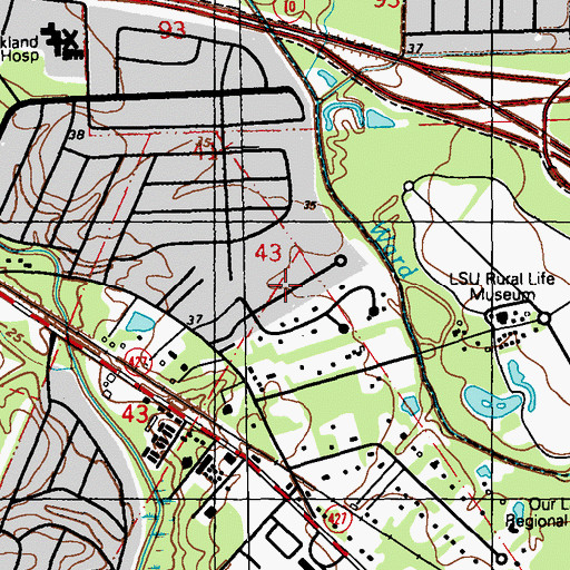 Topographic Map of Perkins Place, LA