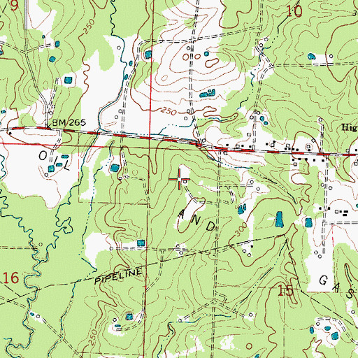Topographic Map of Village Oil and Gas Field, AR