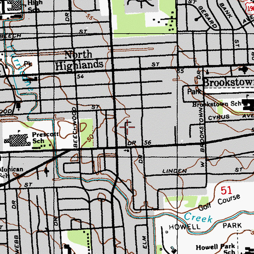 Topographic Map of Prescott Court, LA