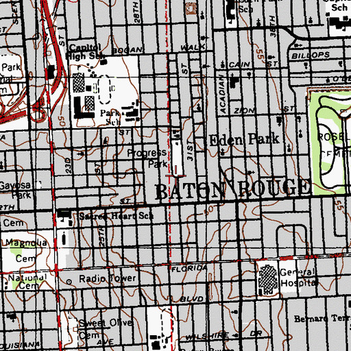 Topographic Map of Progress, LA