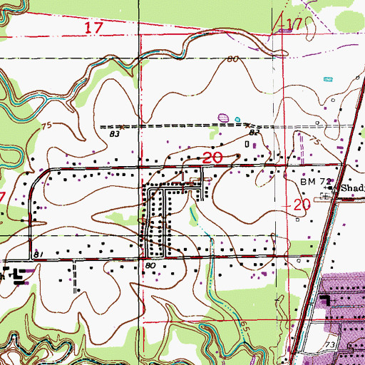 Topographic Map of Rolling Acres, LA