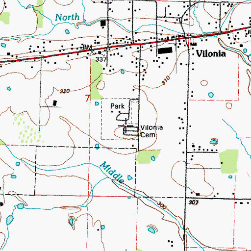 Topographic Map of Vilonia Cemetery, AR