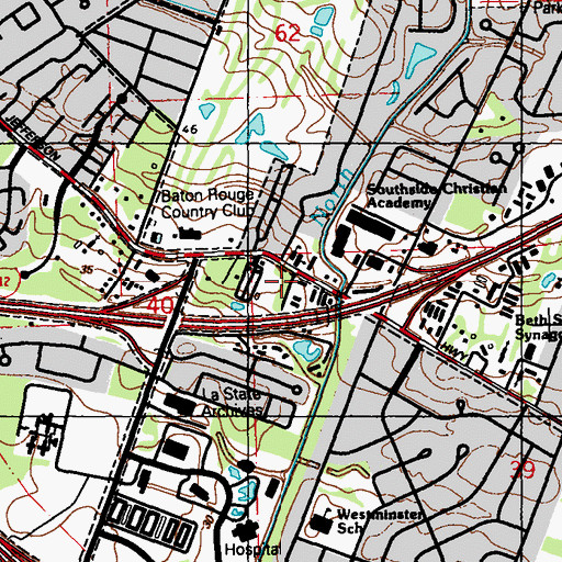 Topographic Map of Saint James, LA