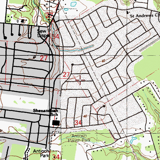 Topographic Map of Shenandoah Estates, LA