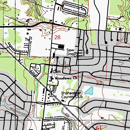 Topographic Map of Shenandoah Square, LA