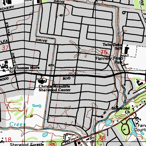 Topographic Map of Sherwood Forest, LA