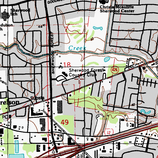 Topographic Map of Sherwood Forest Estates, LA