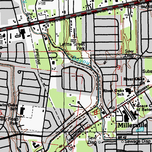 Topographic Map of Sherwood Garden Homes, LA