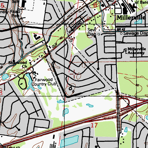 Topographic Map of Sherwood Manor, LA