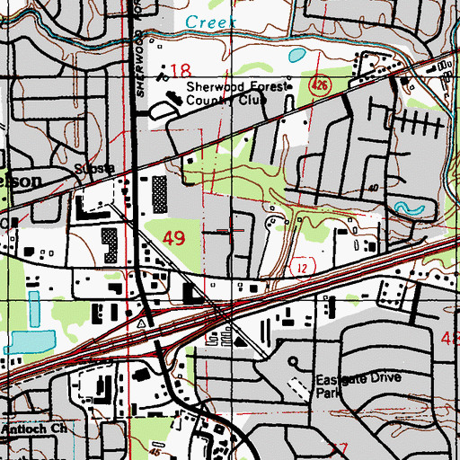 Topographic Map of Sherwood Meadow, LA