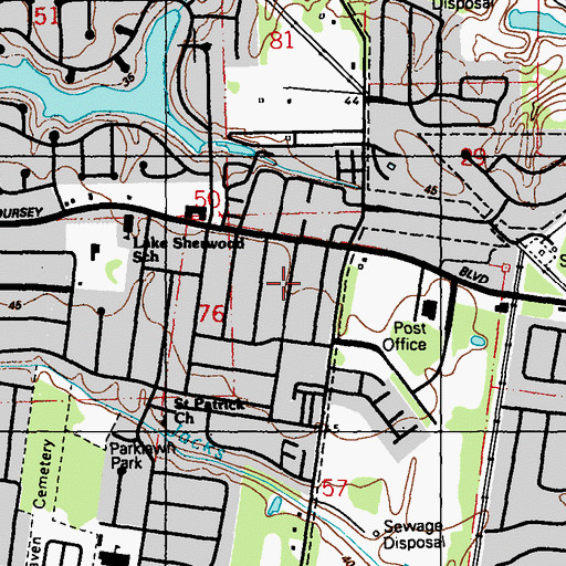 Topographic Map of Sherwood Oaks, LA