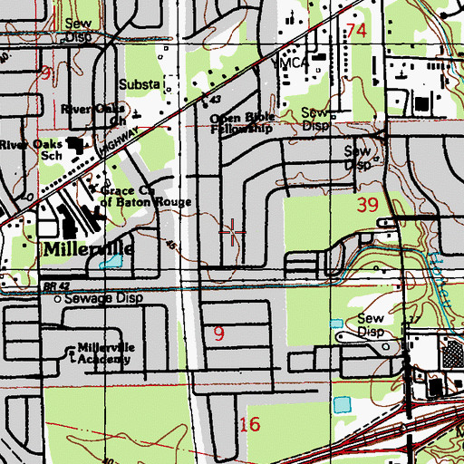 Topographic Map of South River Oaks, LA