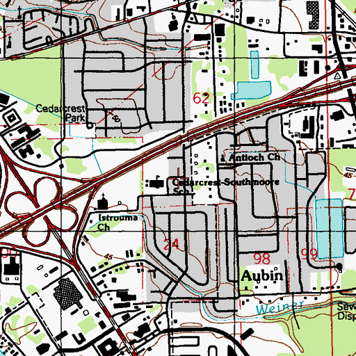 Topographic Map of Southmoore, LA