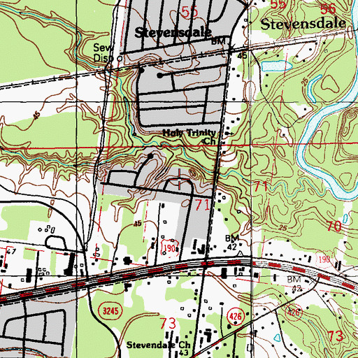 Topographic Map of Stevendale Estates, LA