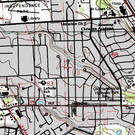 Topographic Map of The Hideaway, LA