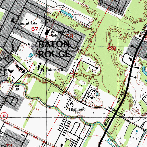 Topographic Map of The Myrtles, LA