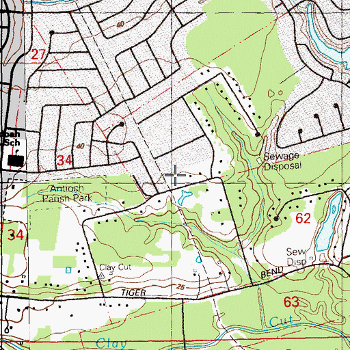 Topographic Map of The Woods, LA