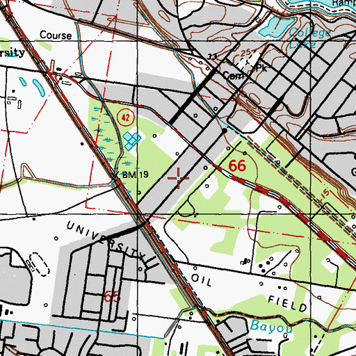 Topographic Map of University South, LA