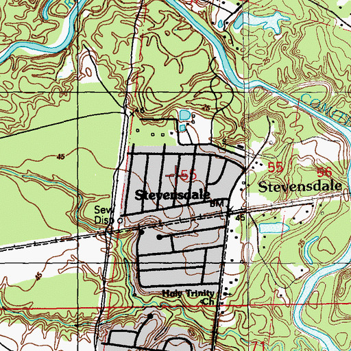 Topographic Map of Village Cote, LA