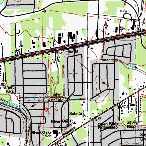 Topographic Map of West River Oaks, LA