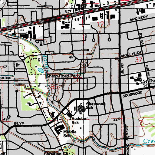 Topographic Map of West Sherwood Forest, LA