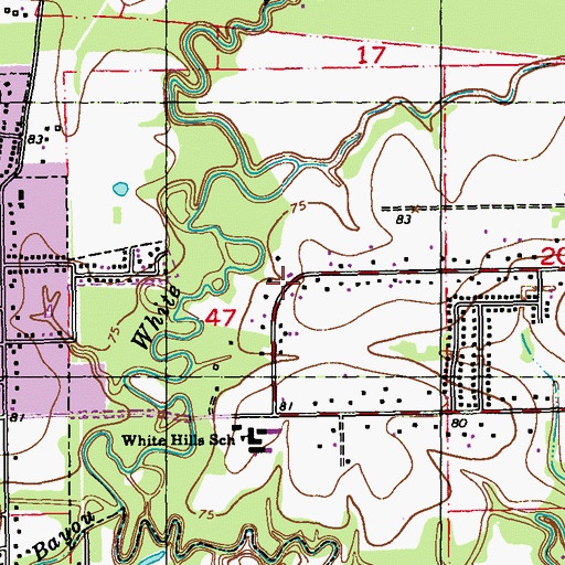 Topographic Map of White Hills, LA